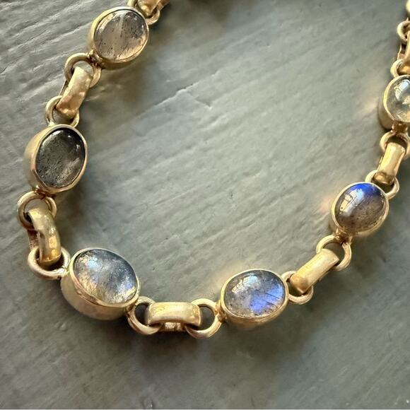 Sterling Silver Moonstone Laborite Bracelet - Picture 5 of 7
